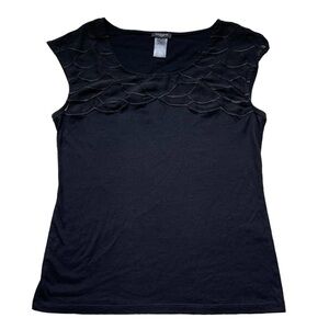 Ann Taylor Black Sheer Panel Top Size XS